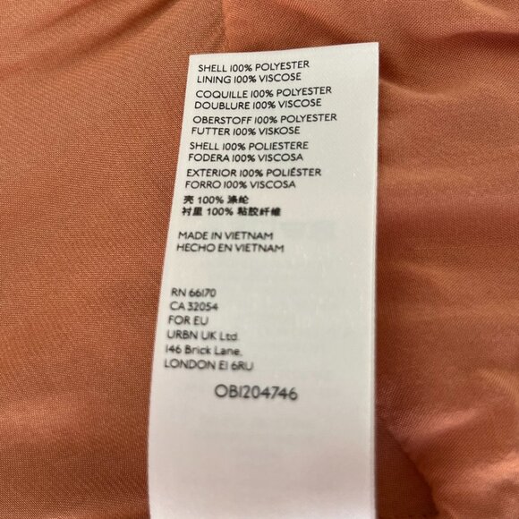 Free People Rust Orange Open Back Satin Top Blouse Tie High Neck XS Extra Small - Picture 12 of 14